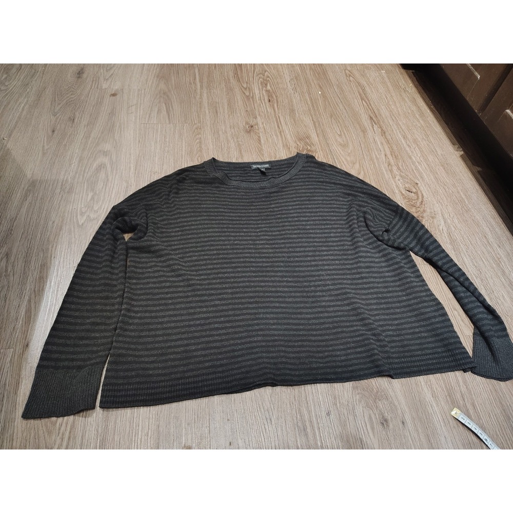 Eileen Fisher Striped Sweater Viscose Gray Women's Petite Medium PM